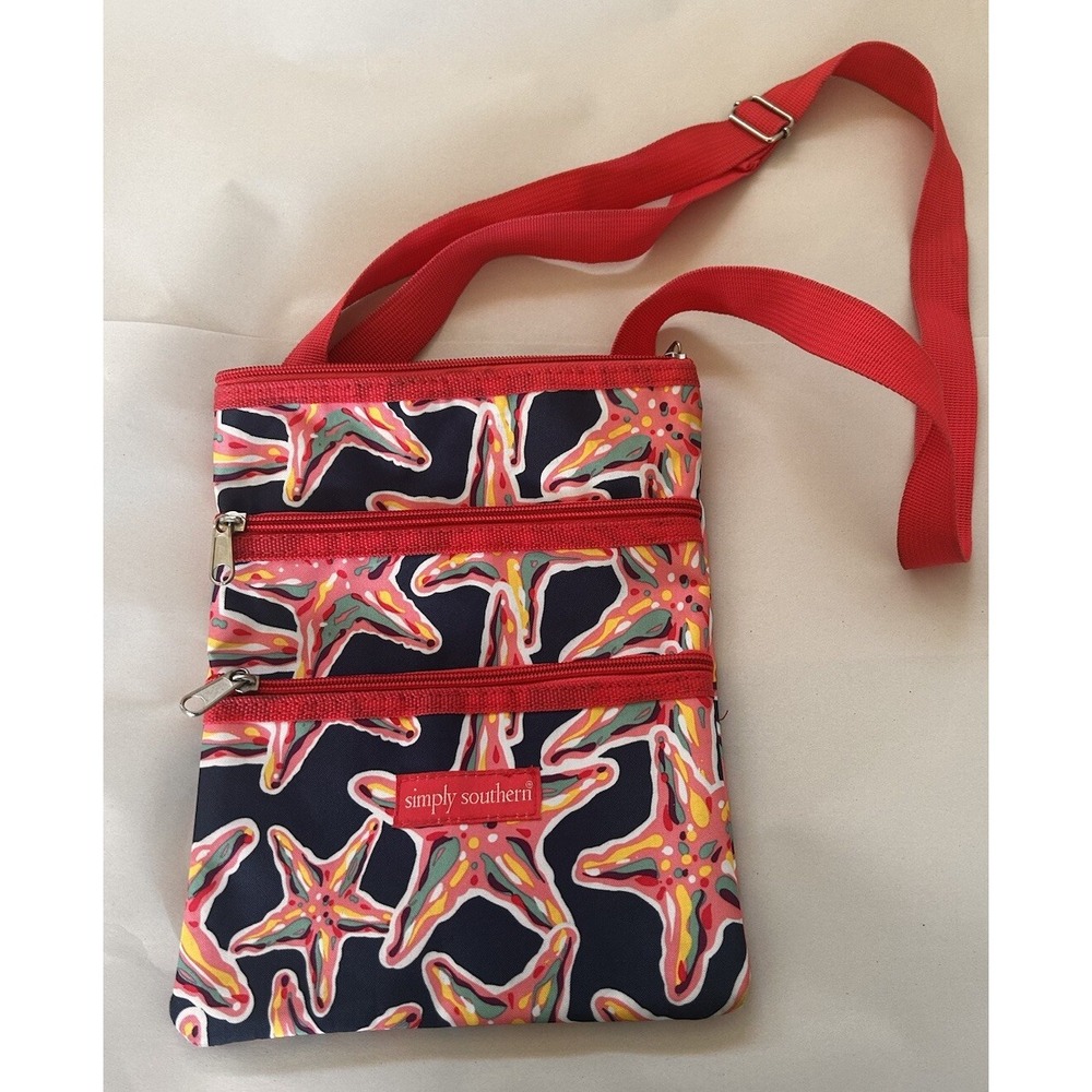 Simply Southern Pink Blue Yellow STARFISH CROSSBODY PURSE BAG 8" X 10" BxQ